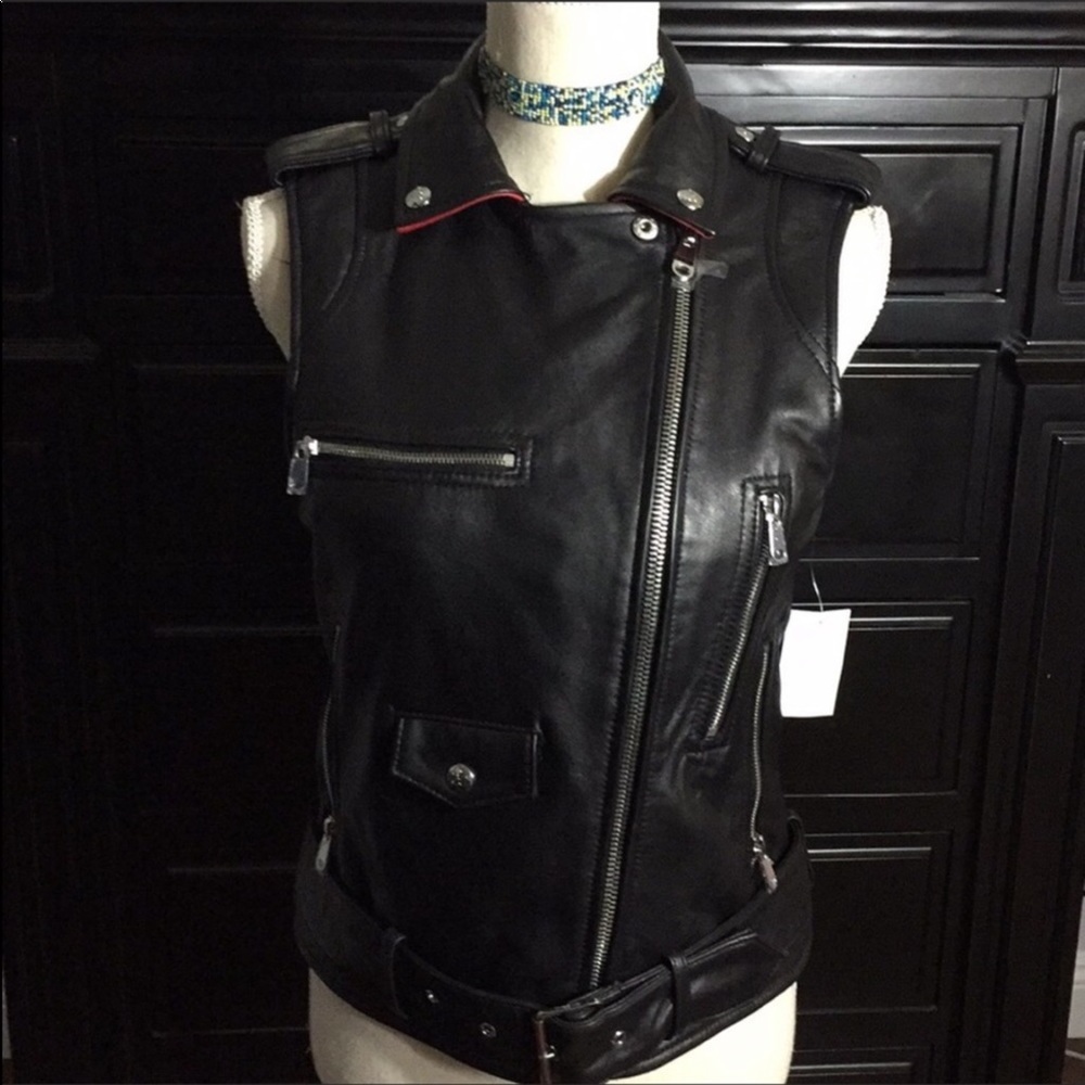 Sam Edelman Moto Leather Vest - Picture 2 of 7